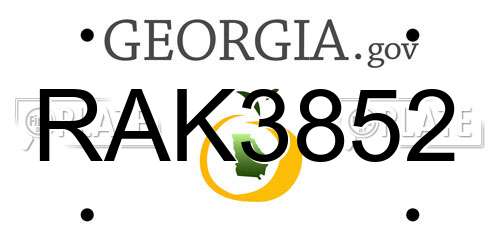 RAK3852 Georgia License Plate