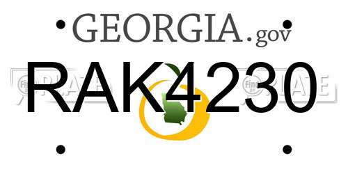 RAK4230 Georgia License Plate
