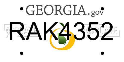 RAK4352 Georgia License Plate