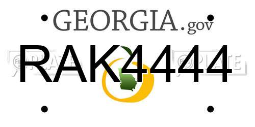 RAK4444 Georgia License Plate