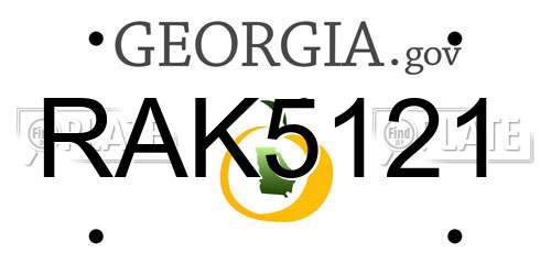 RAK5121 Georgia License Plate