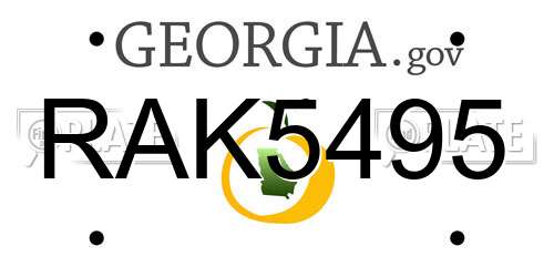 RAK5495 Georgia License Plate