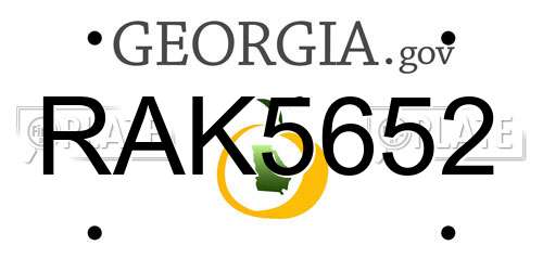 RAK5652 Georgia License Plate
