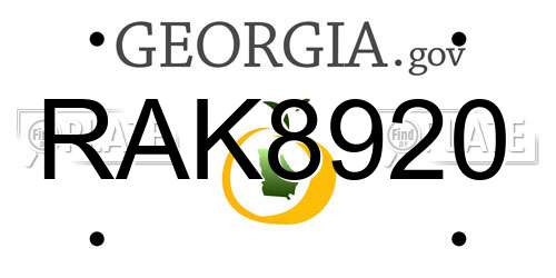 RAK8920 Georgia License Plate