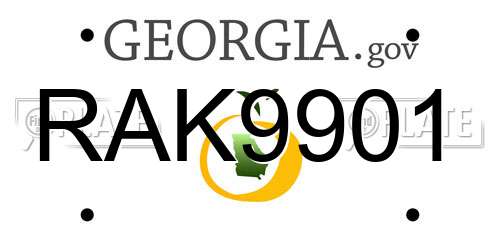 RAK9901 Georgia License Plate