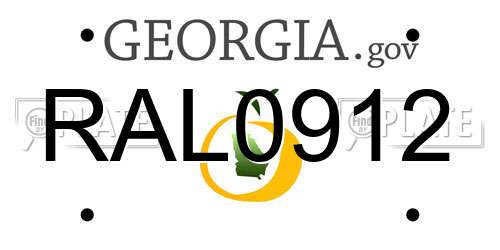 RAL0912 Georgia License Plate