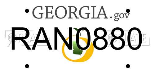 RAN0880 Georgia License Plate