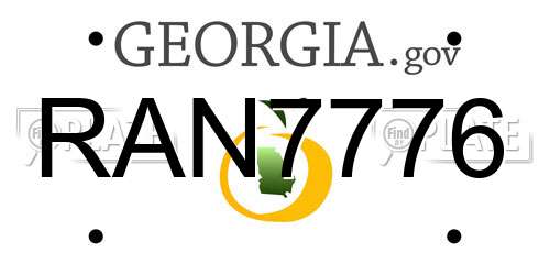 RAN7776 Georgia License Plate