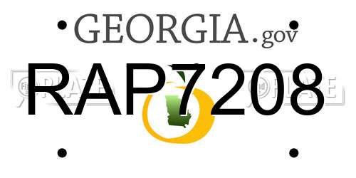 RAP7208 Georgia License Plate