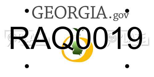 RAQ0019 Georgia License Plate