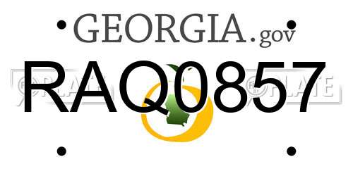 RAQ0857 Georgia License Plate