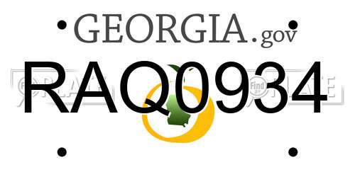RAQ0934 Georgia License Plate