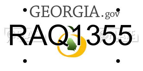 RAQ1355 Georgia License Plate