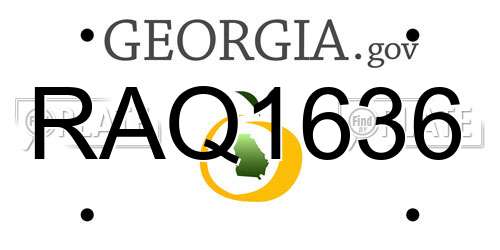 RAQ1636 Georgia License Plate
