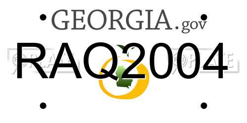 RAQ2004 Georgia License Plate