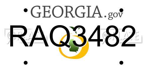 RAQ3482 Georgia License Plate