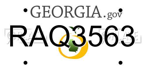 RAQ3563 Georgia License Plate