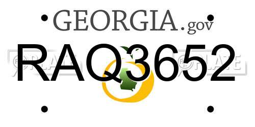 RAQ3652 Georgia License Plate