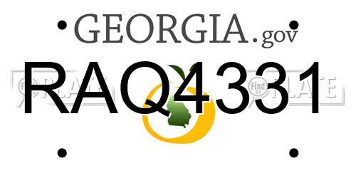 RAQ4331 Georgia License Plate