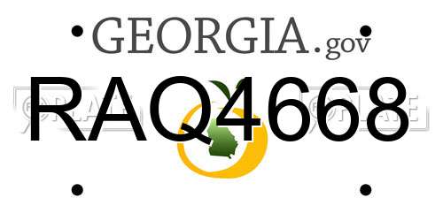 RAQ4668 Georgia License Plate