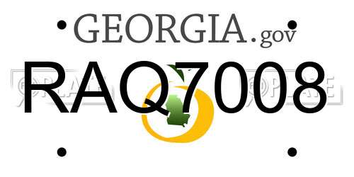 RAQ7008 Georgia License Plate