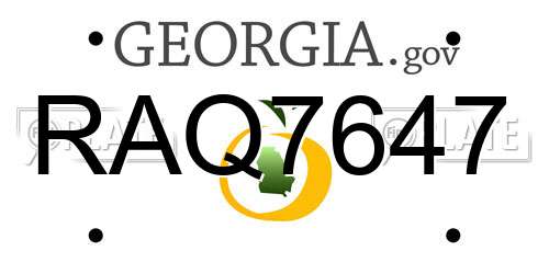 RAQ7647 Georgia License Plate