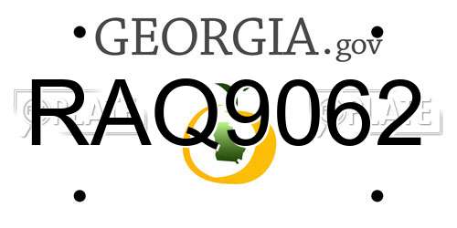 RAQ9062 Georgia License Plate