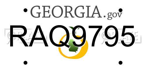 RAQ9795 Georgia License Plate
