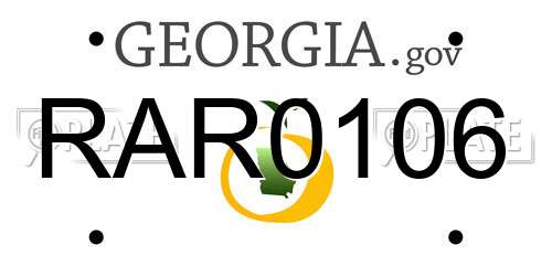 RAR0106 Georgia License Plate