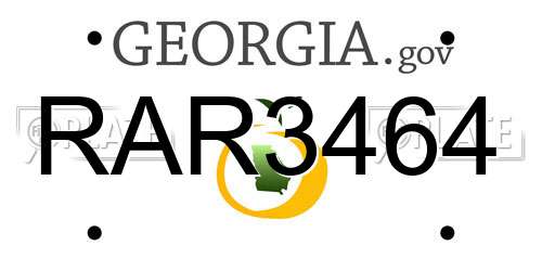 RAR3464 Georgia License Plate