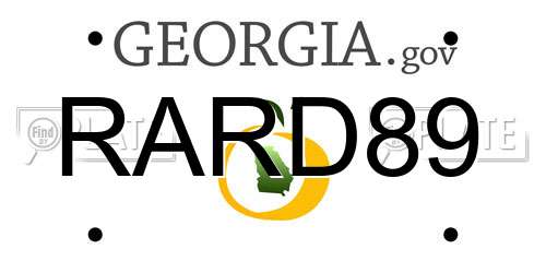 RARD89 Georgia License Plate