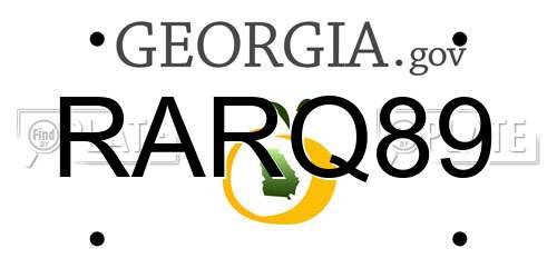 RARQ89 Georgia License Plate