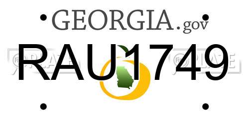 RAU1749 Georgia License Plate