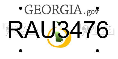 RAU3476 Georgia License Plate