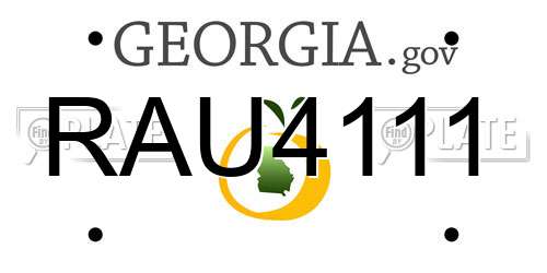 RAU4111 Georgia License Plate