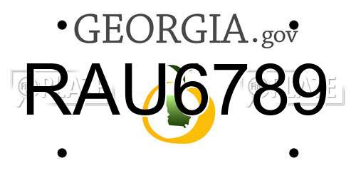 RAU6789 Georgia License Plate