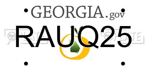 RAUQ25 Georgia License Plate