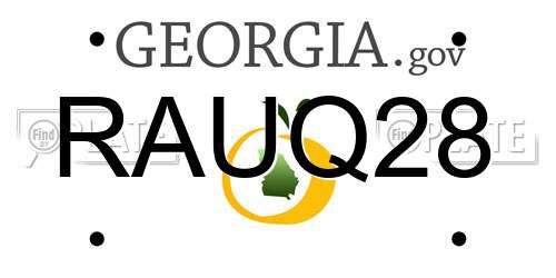 RAUQ28 Georgia License Plate