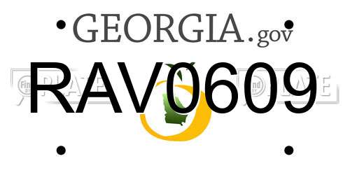 RAV0609 Georgia License Plate