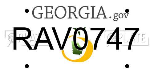 RAV0747 Georgia License Plate