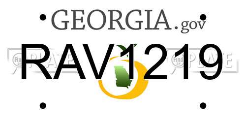 RAV1219 Georgia License Plate