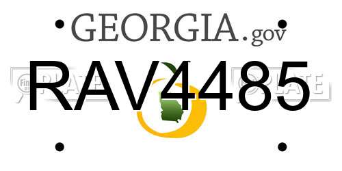 RAV4485 Georgia License Plate