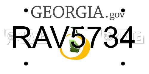 RAV5734 Georgia License Plate