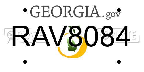 RAV8084 Georgia License Plate