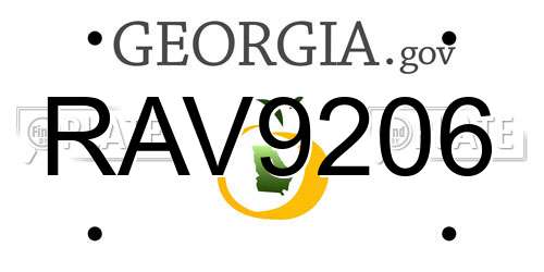 RAV9206 Georgia License Plate