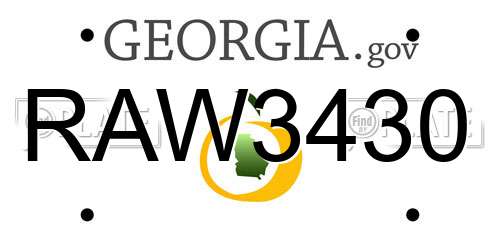 RAW3430 Georgia License Plate