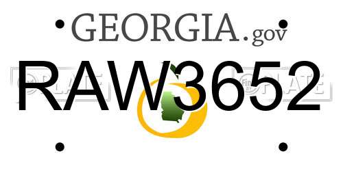 RAW3652 Georgia License Plate