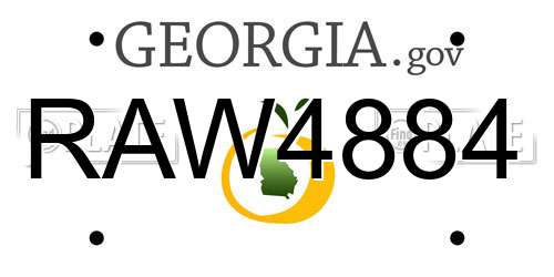 RAW4884 Georgia License Plate