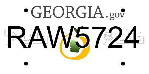 RAW5724 Georgia License Plate