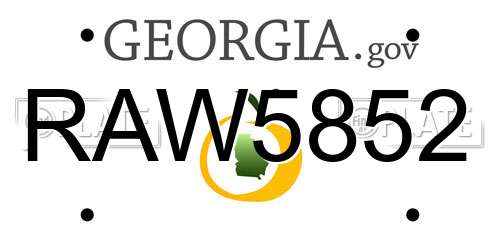 RAW5852 Georgia License Plate